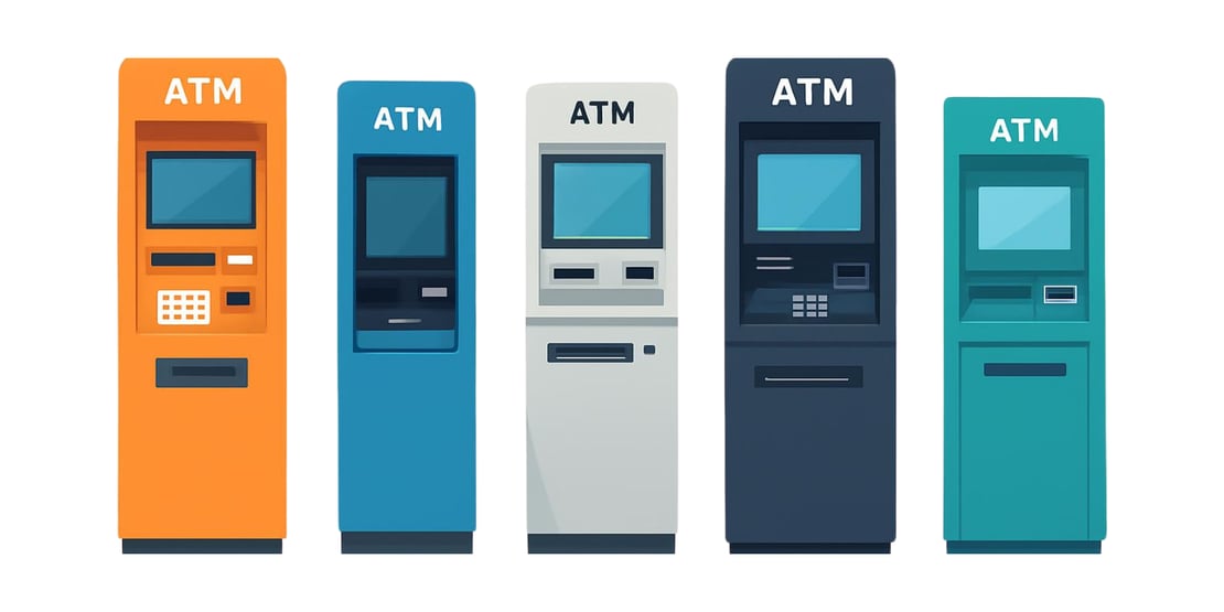 multiple colored atm machines