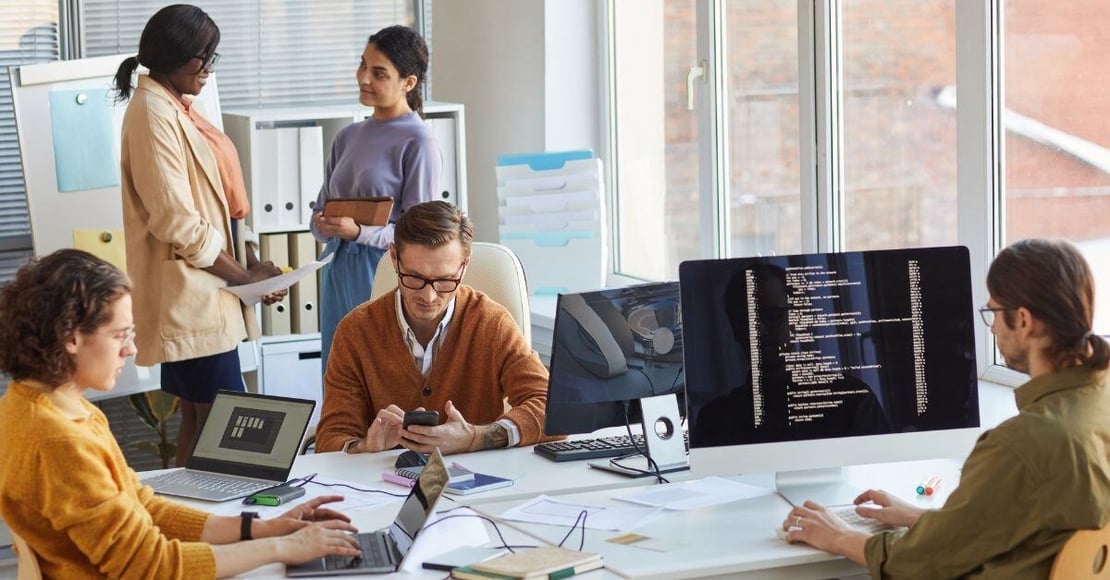 Colleagues working in an office